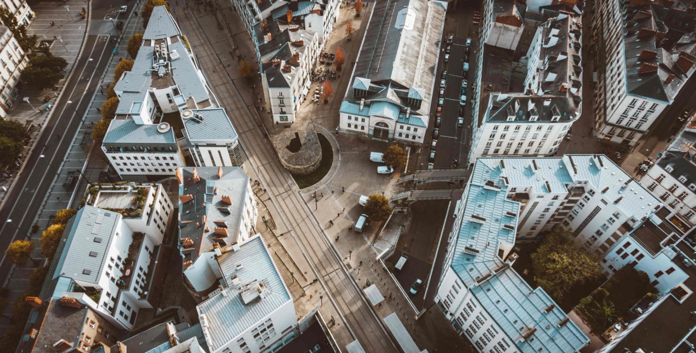 Vue aérienne de la ville de nantes