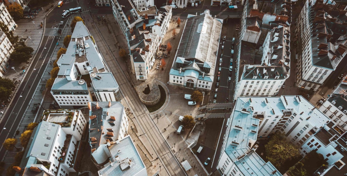 Vue aérienne de la ville de nantes